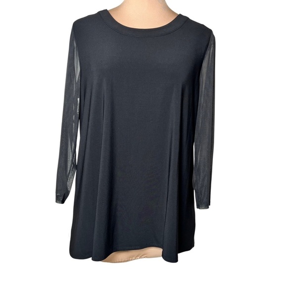 Anne Klein Black Top - Sheer Sleeves - Size Medium NWT - Picture 8 of 9